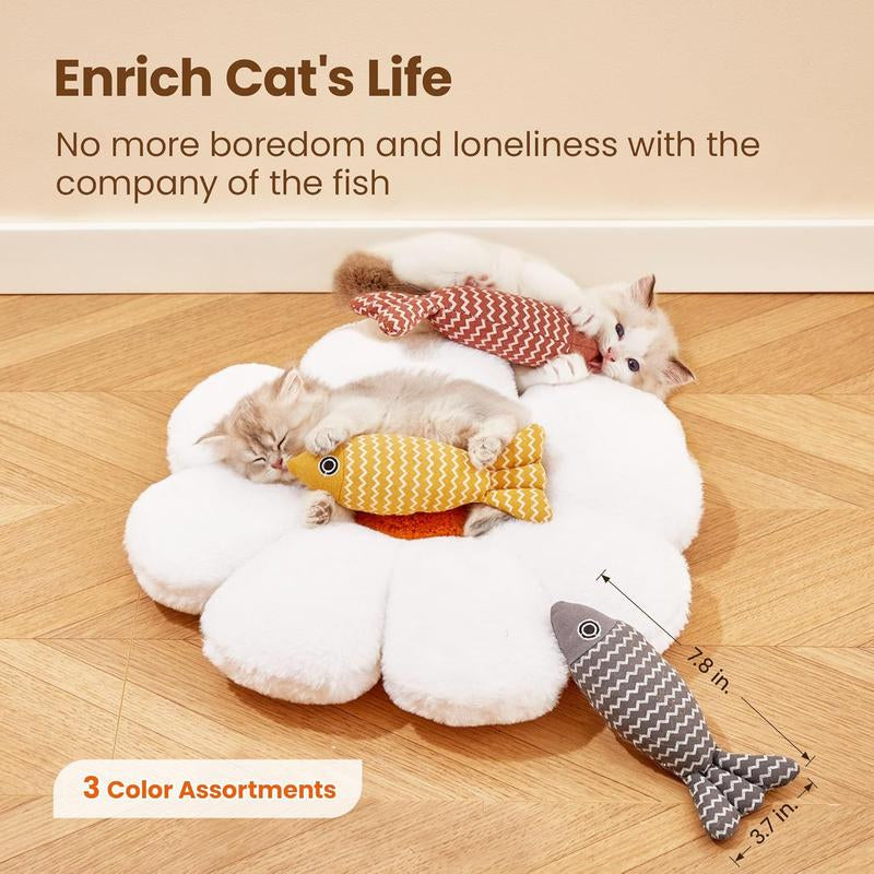 3 Pcs Catnip Fish Toys - Durable Burlap Realistic Fish Toys with Natural Catnip for Kittens, Perfect for Chewing and Play, Ideal for Self-Entertainmen Cat Pillow