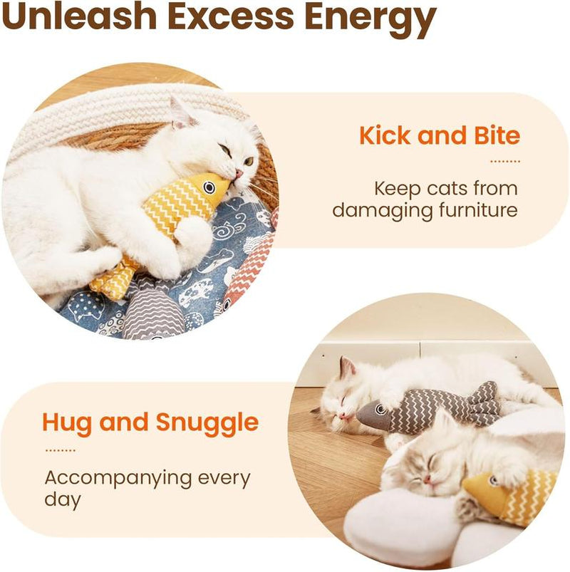 3 Pcs Catnip Fish Toys - Durable Burlap Realistic Fish Toys with Natural Catnip for Kittens, Perfect for Chewing and Play, Ideal for Self-Entertainmen Cat Pillow